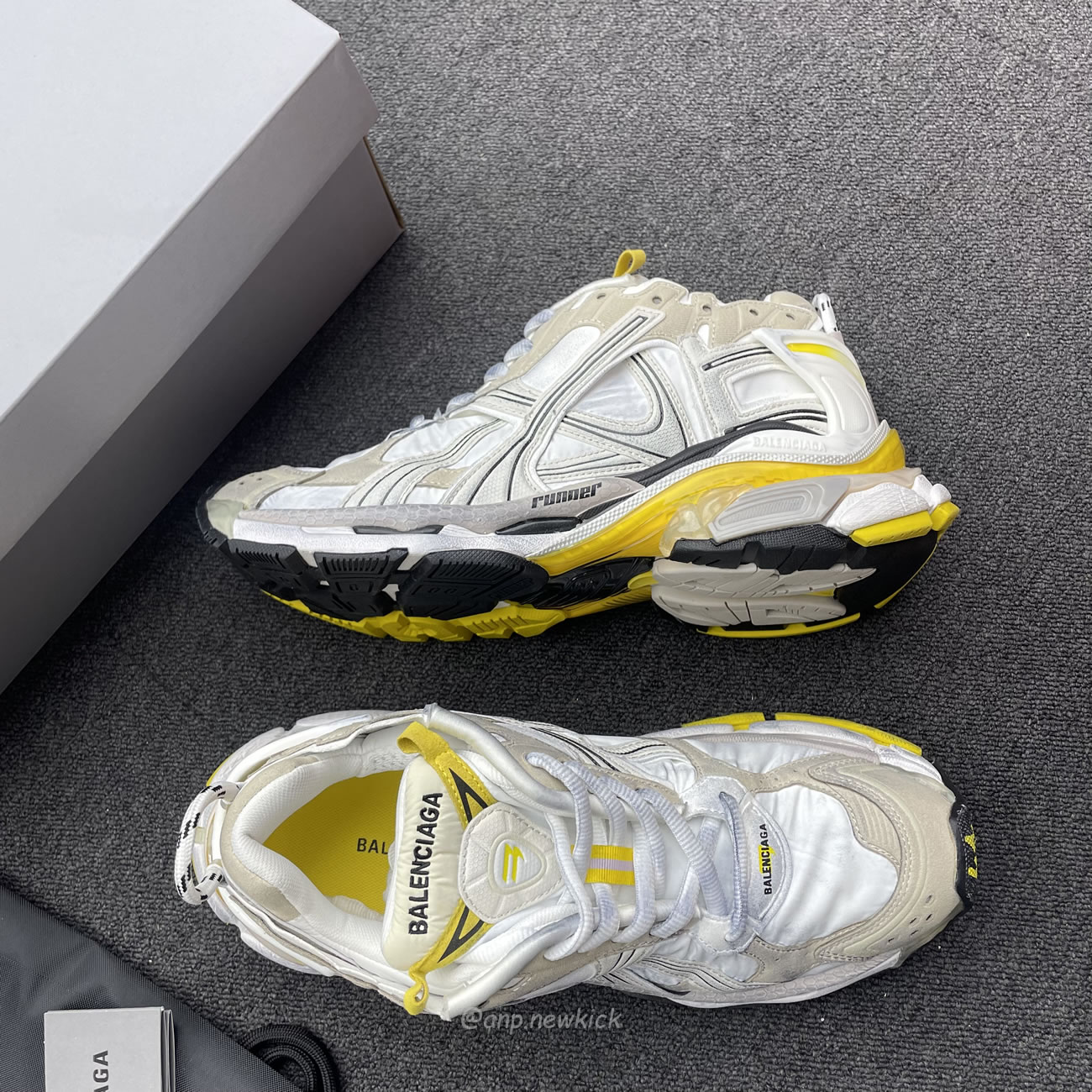 Balenciaga Runner Nylon Grey White Yellow Womens 772774 W3rny 9170 (6) - newkick.cc